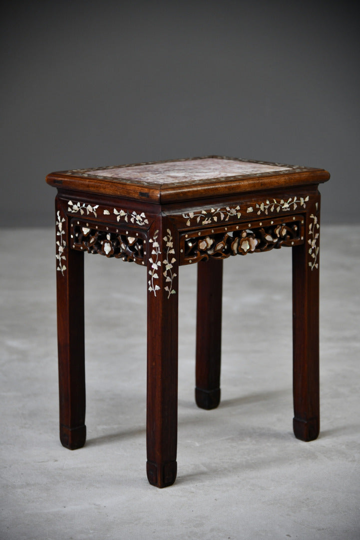 Antique Chinese Tall popular Plant Stand Table with Marble Inset