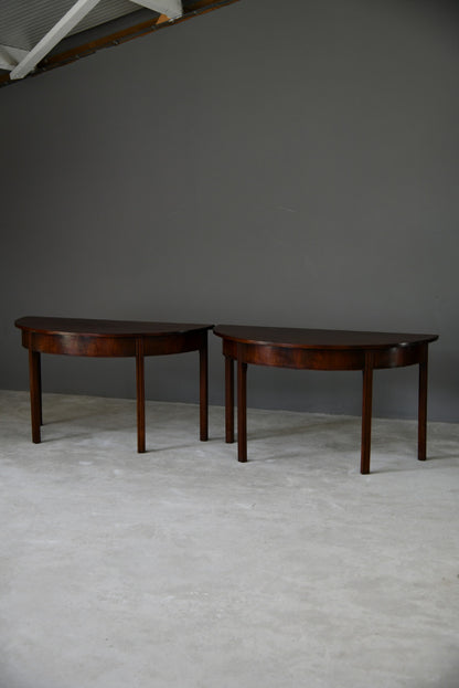 Pair Antique Georgian Demi Lune Side Tables - Kernow Furniture