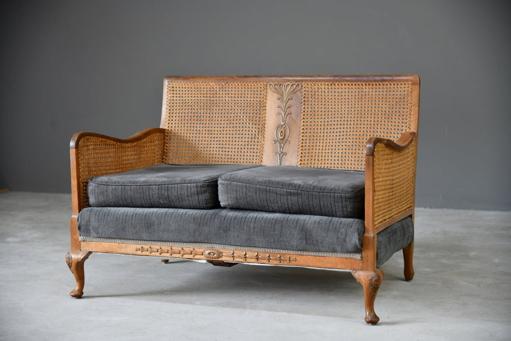 Vintage Bergere Cane Sofa Settee - Kernow Furniture