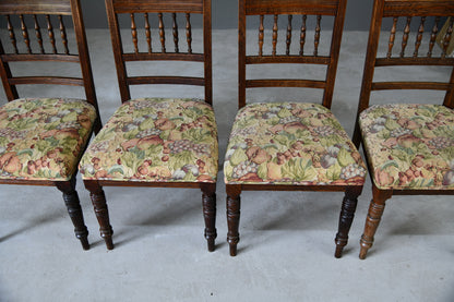 Set 4 Victorian Oak Spindle Back Dining Chairs - Kernow Furniture