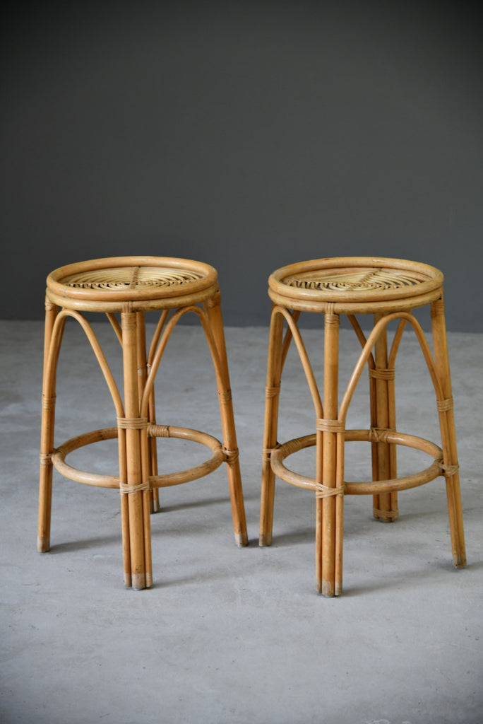 Pair Retro Bamboo Bar Stools - Kernow Furniture