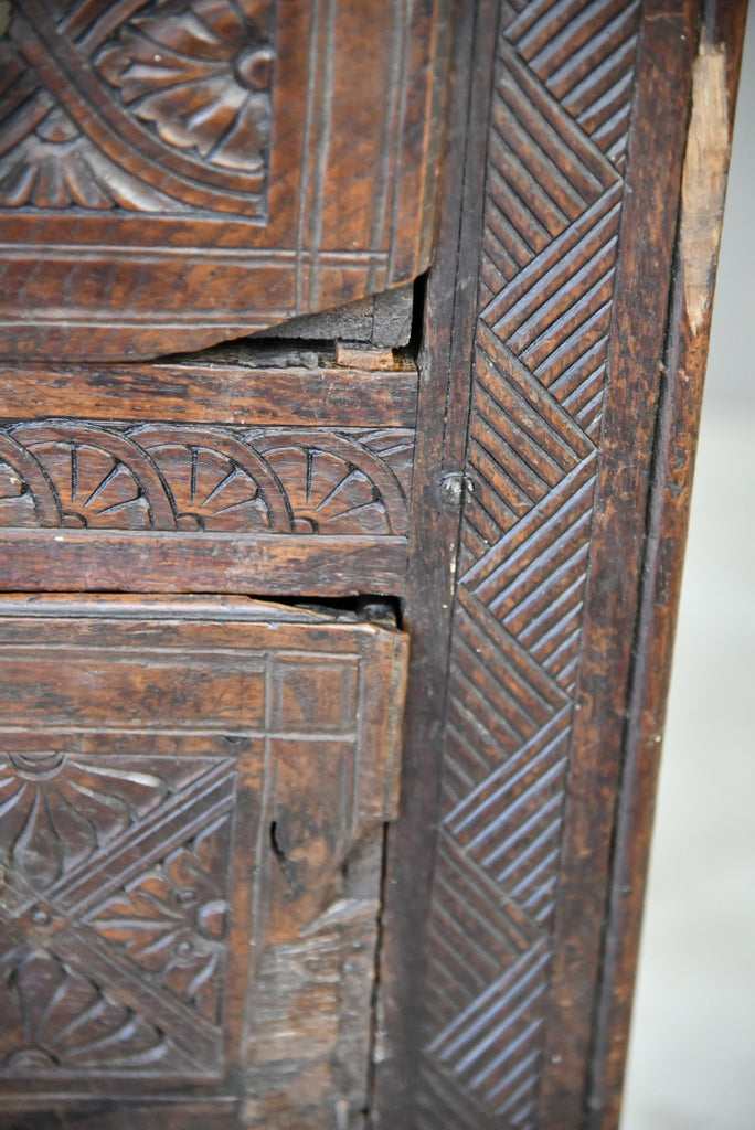 Large Antique Carved Oak Hall Robe - Kernow Furniture