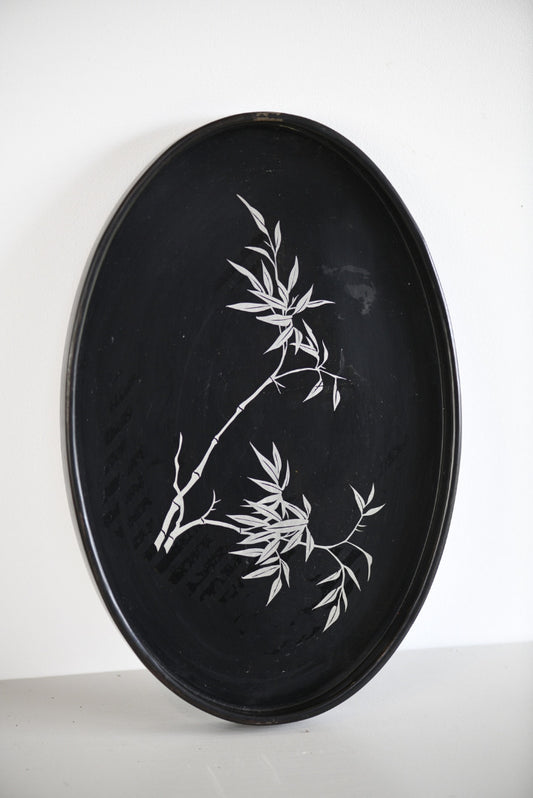 Oriental Decorative Tray Black Bamboo Table Top Centre Dressing Table - Kernow Furniture