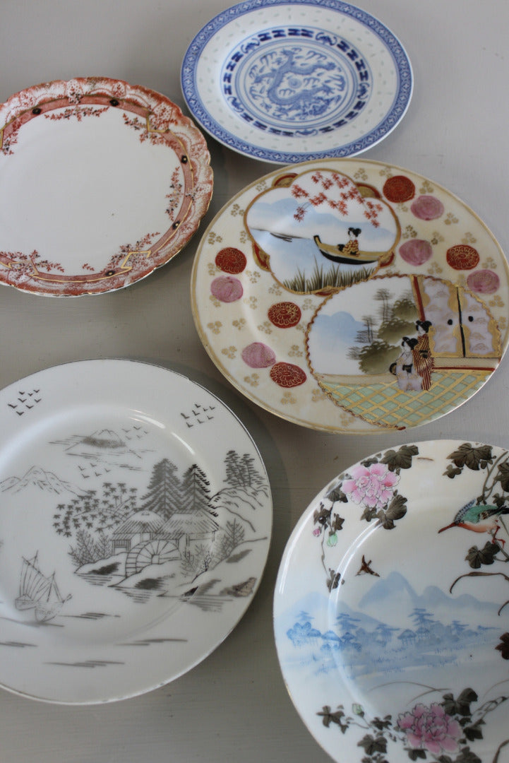 5 Vintage Oriental Plates - Kernow Furniture