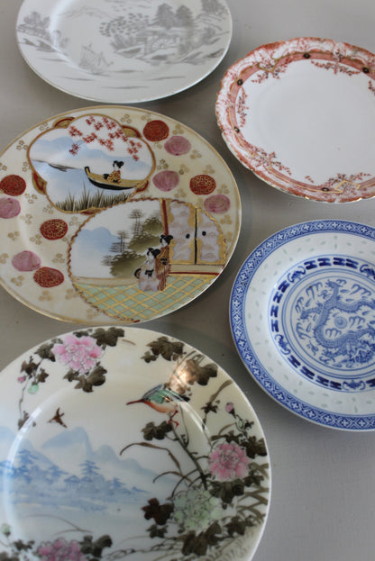 5 Vintage Oriental Plates - Kernow Furniture