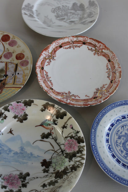 5 Vintage Oriental Plates - Kernow Furniture