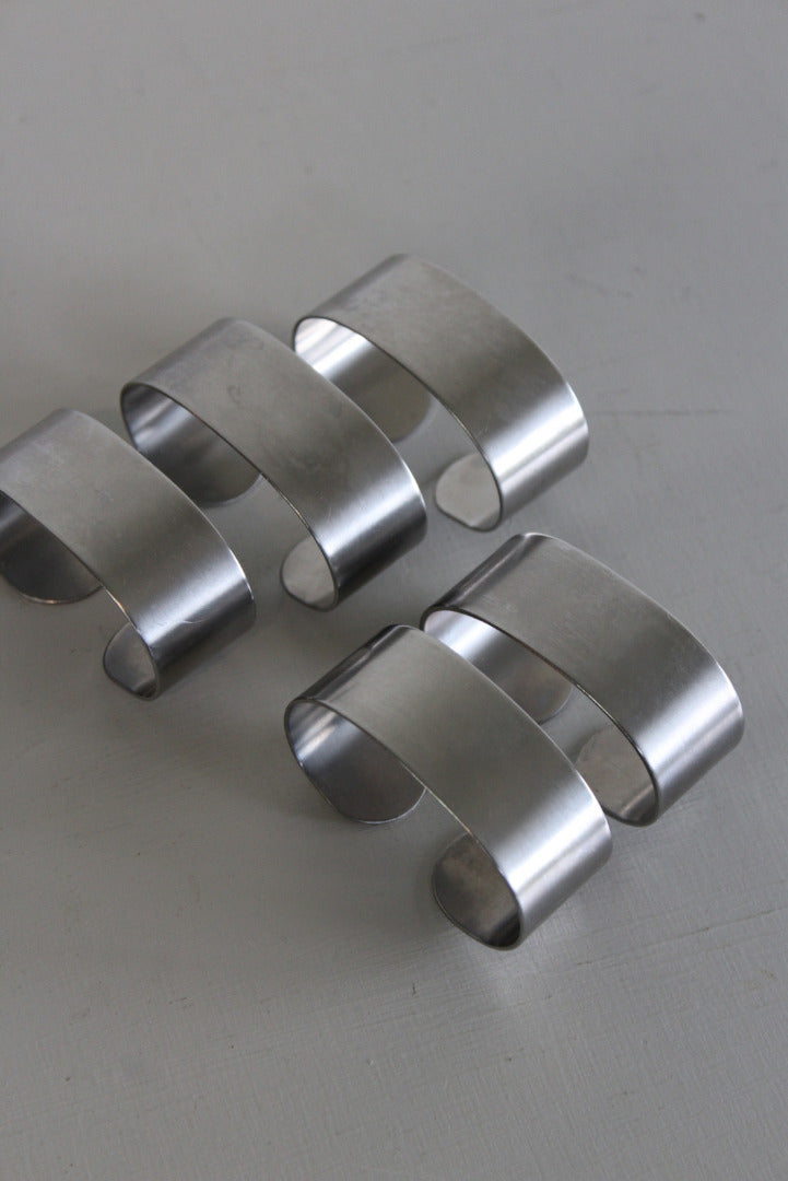 5 Retro Stainless Napkin Rings - Kernow Furniture