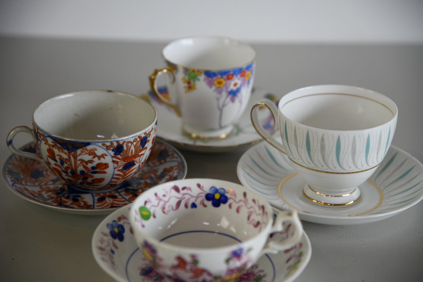 4 Vintage China Tea Cups - Kernow Furniture