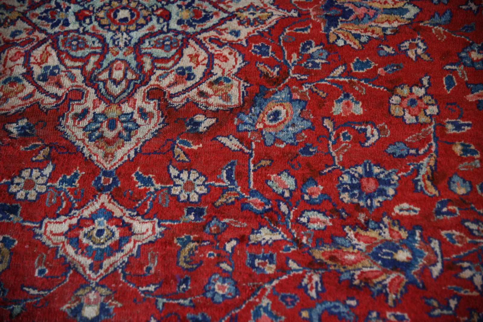 Large Persian Kashan Wool Rug - Kernow Furniture