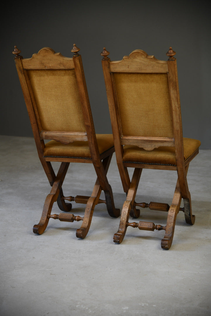 Pair Antique Ecclesiastical Side Chairs - Kernow Furniture