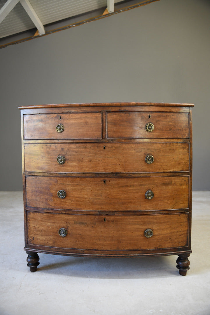 Antique Mahogany Bow Front Chest of Drawers - Kernow Furniture