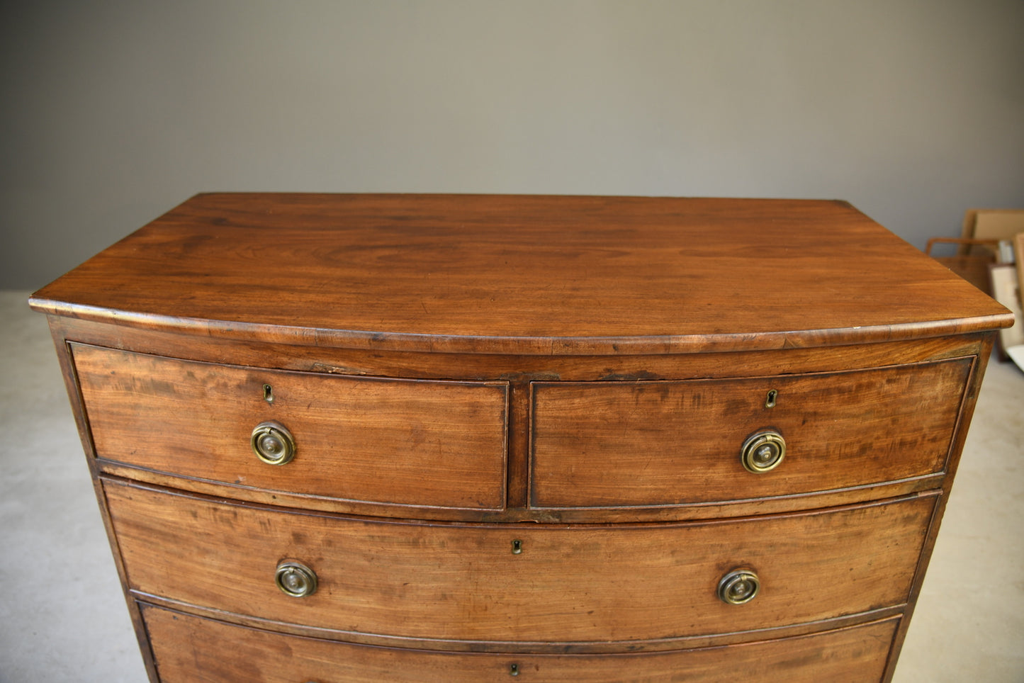 Antique Mahogany Bow Front Chest of Drawers - Kernow Furniture