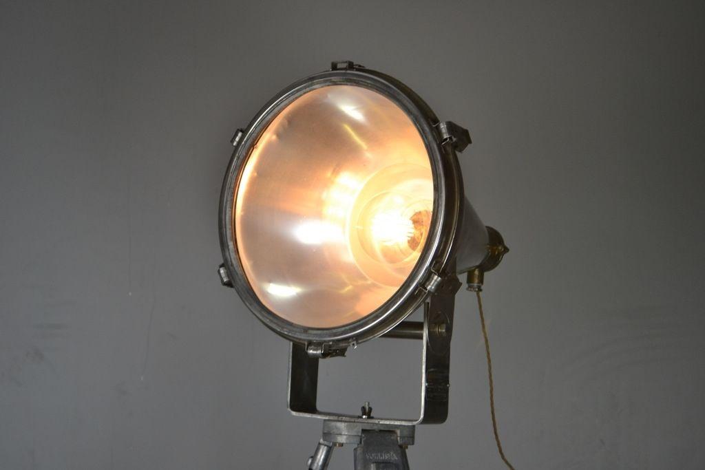 Aluminium Mercury Ships Flood Lamp on Tripod Stand - Kernow Furniture