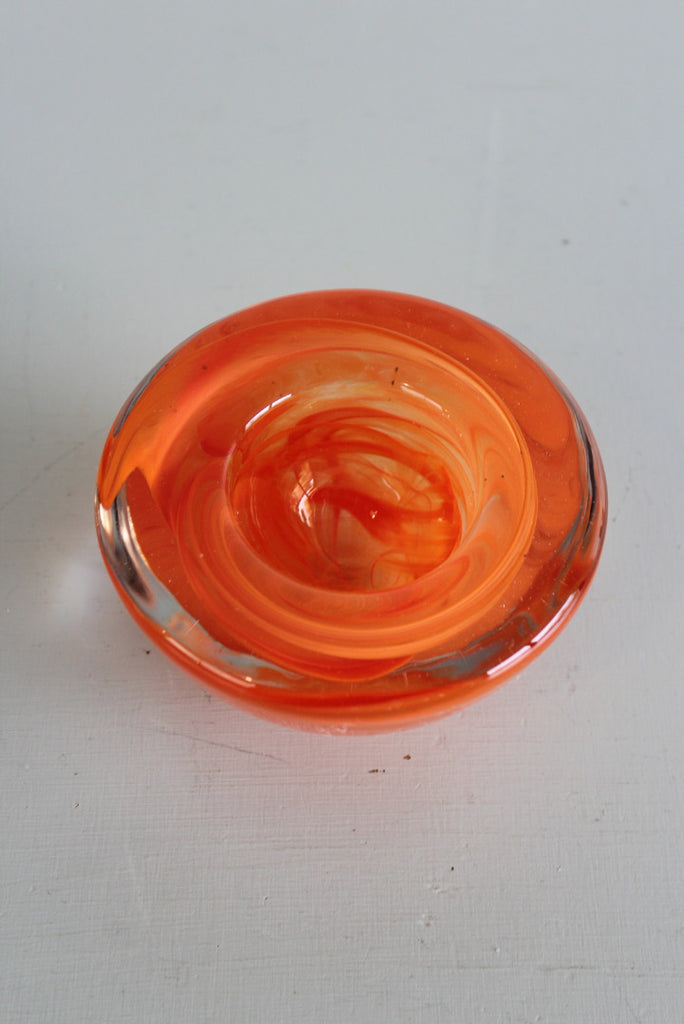 Retro Orange Art Glass Bowl - Kernow Furniture