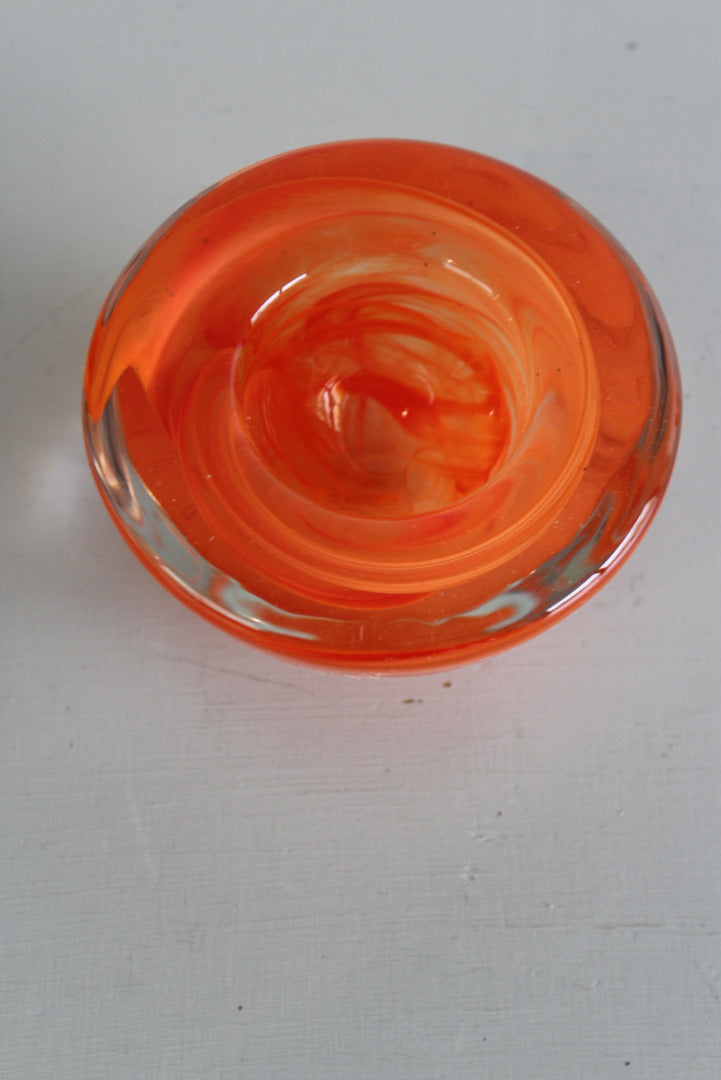 Retro Orange Art Glass Bowl - Kernow Furniture