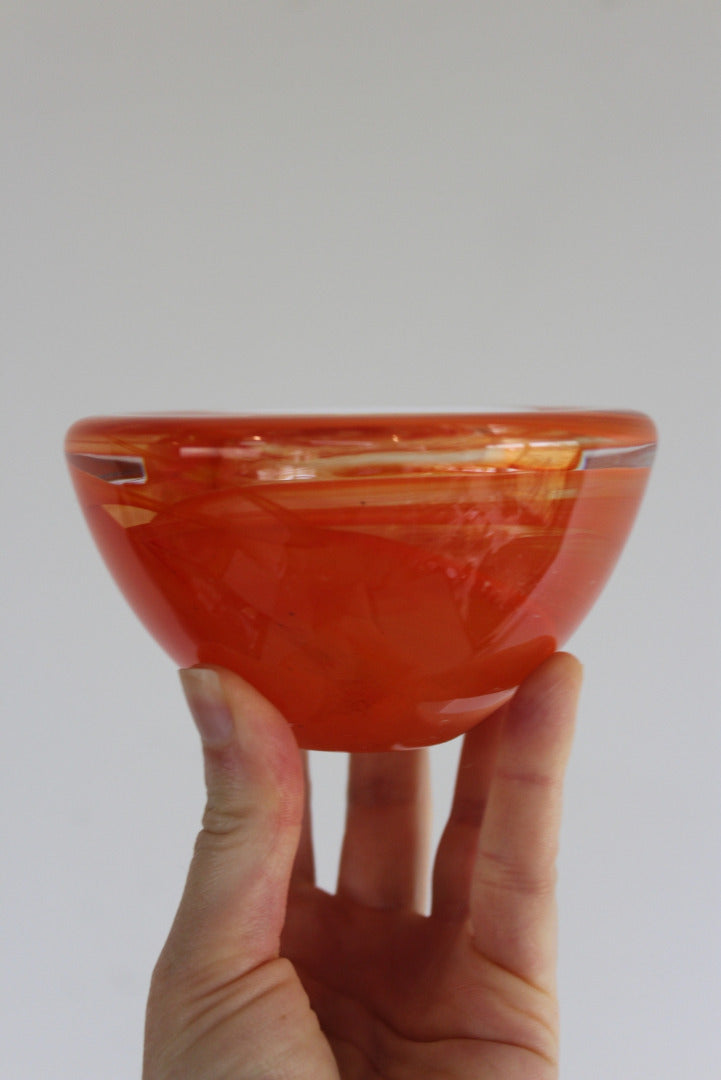 Retro Orange Art Glass Bowl - Kernow Furniture