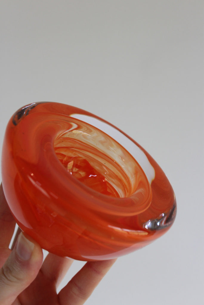 Retro Orange Art Glass Bowl - Kernow Furniture