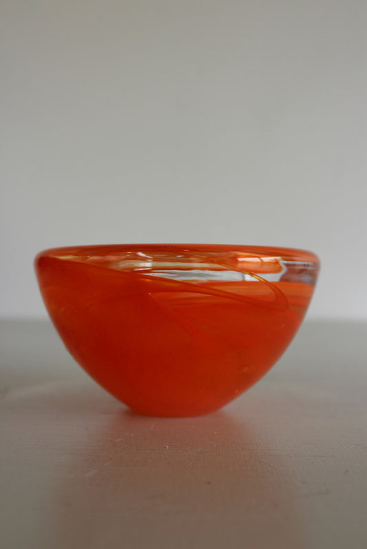 Retro Orange Art Glass Bowl - Kernow Furniture