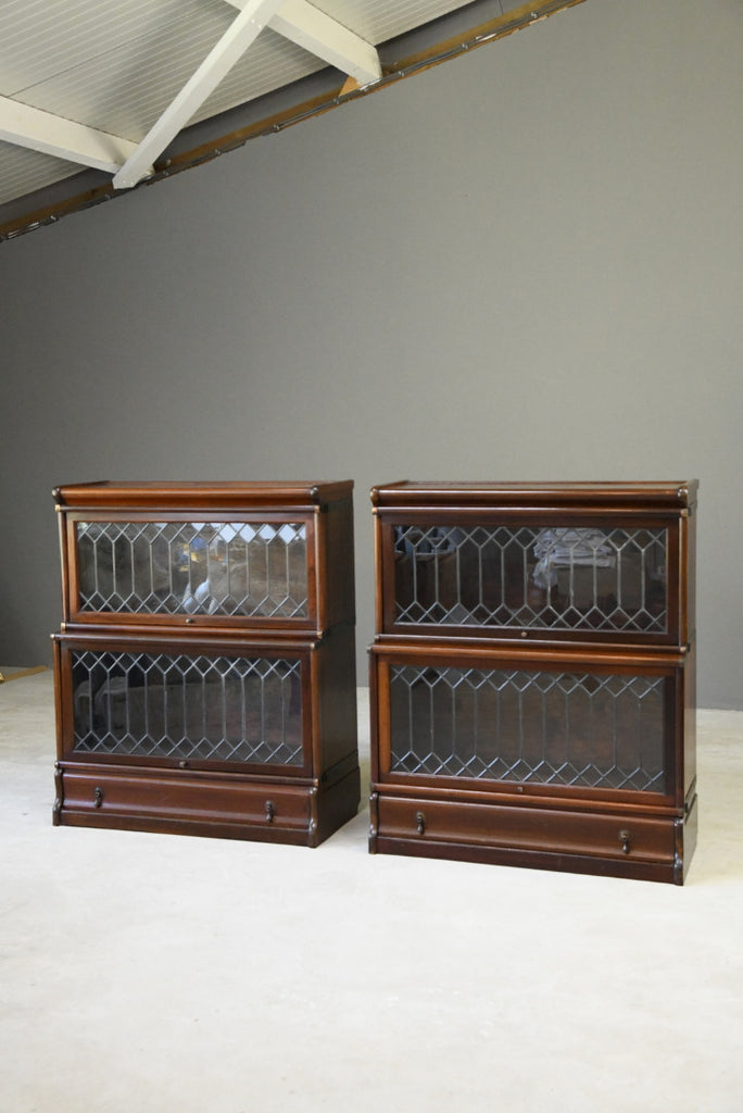 Pair Globe Wernicke Lead Glazed Bookcase - Kernow Furniture