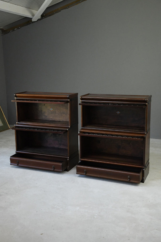 Pair Globe Wernicke Lead Glazed Bookcase - Kernow Furniture
