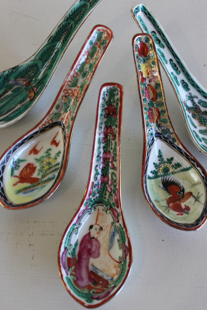 5 Vintage Oriental Soup Spoons - Kernow Furniture