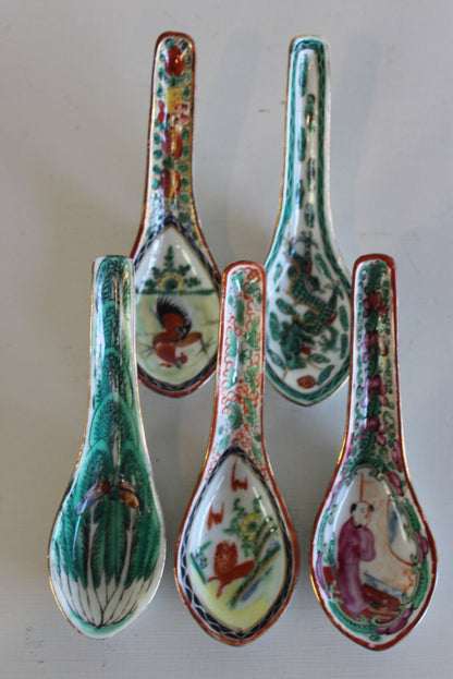 5 Vintage Oriental Soup Spoons - Kernow Furniture