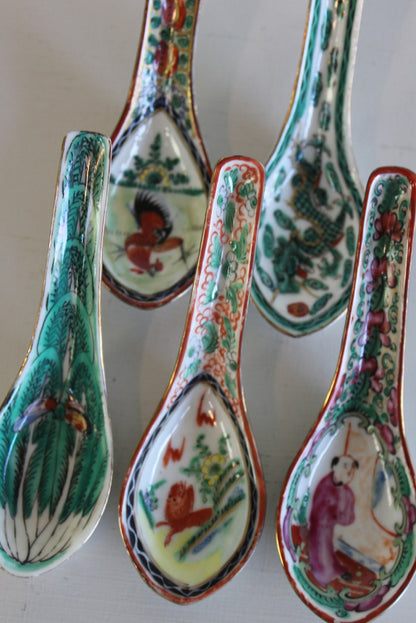 5 Vintage Oriental Soup Spoons - Kernow Furniture