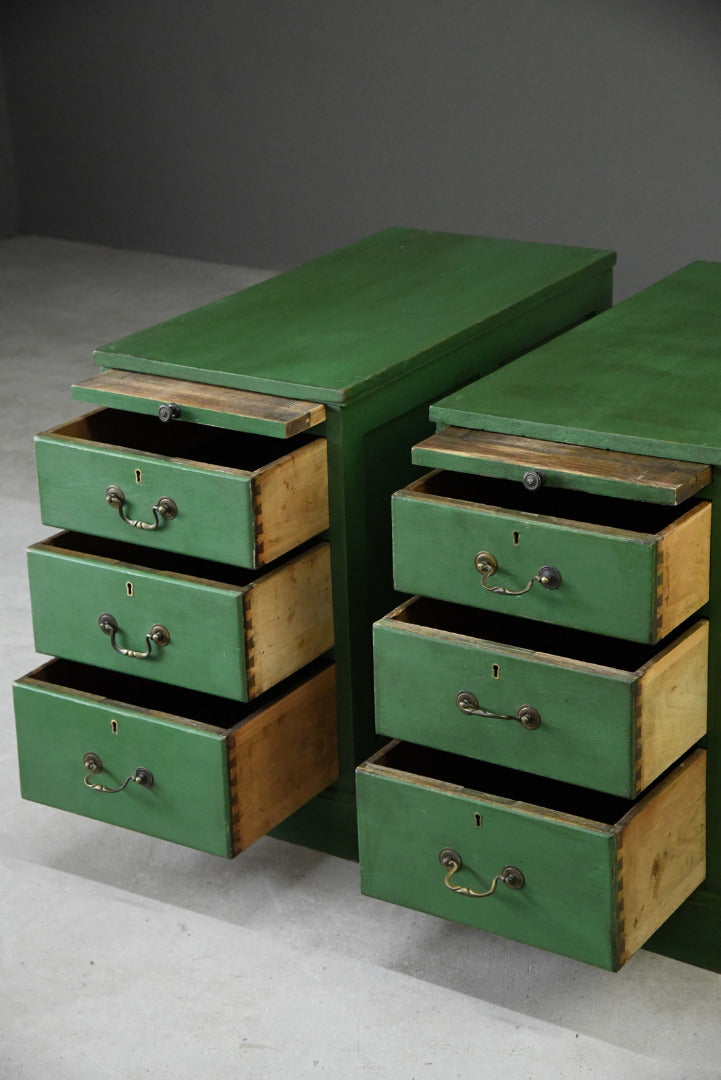 Pair Green Pedestal Side Tables Office - Kernow Furniture