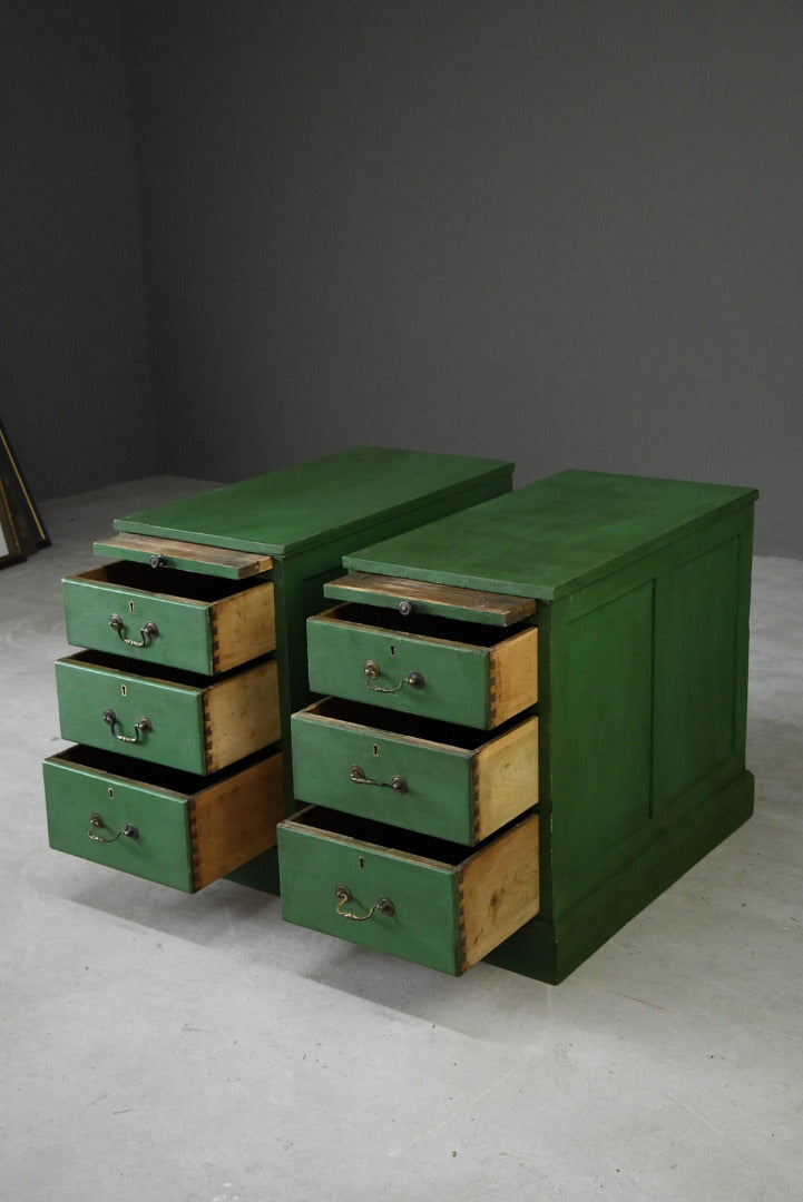 Pair Green Pedestal Side Tables Office - Kernow Furniture