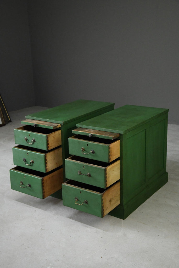 Pair Green Pedestal Side Tables Office - Kernow Furniture