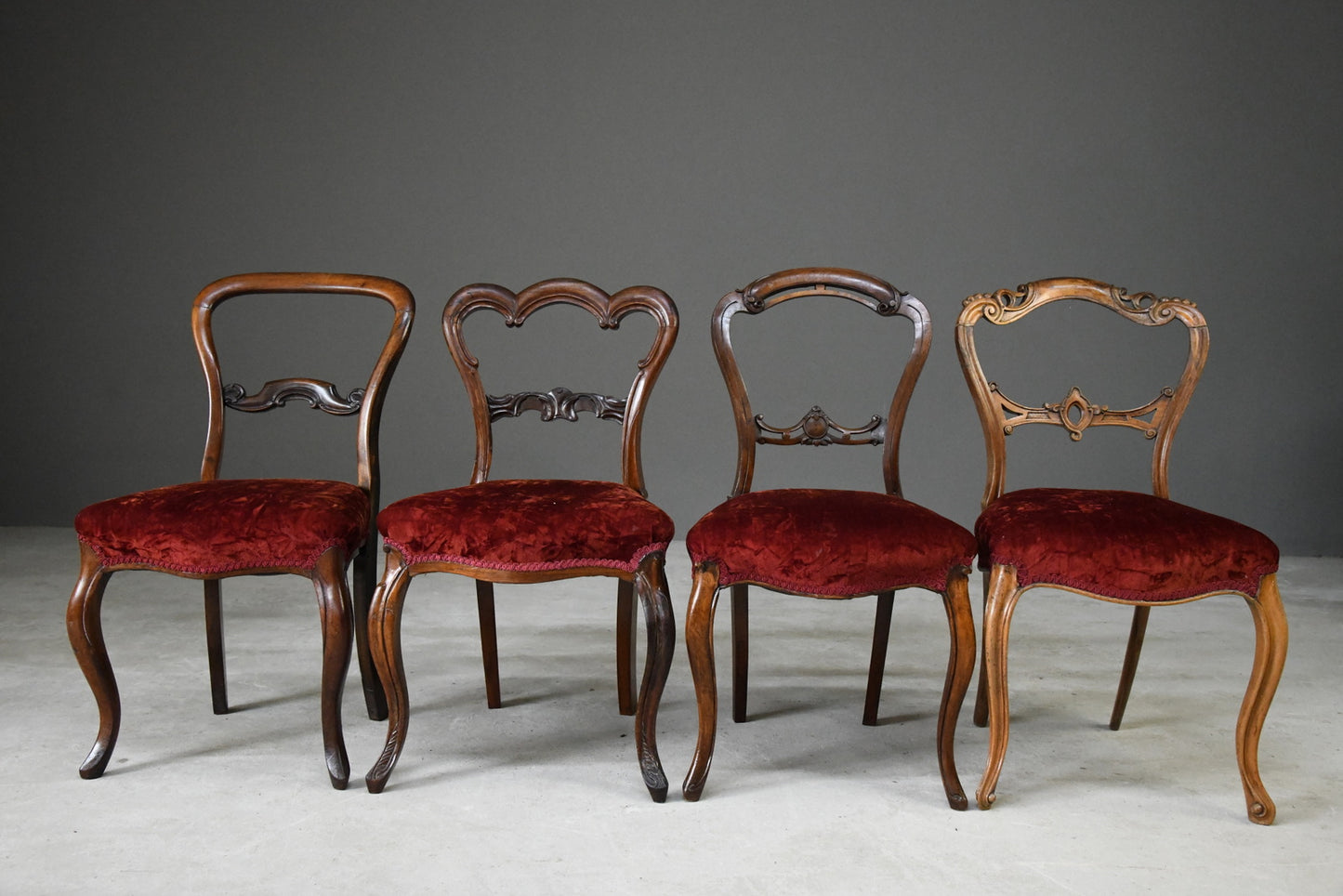 4 Victorian Mahogany & Rosewood Dining Chairs - Kernow Furniture