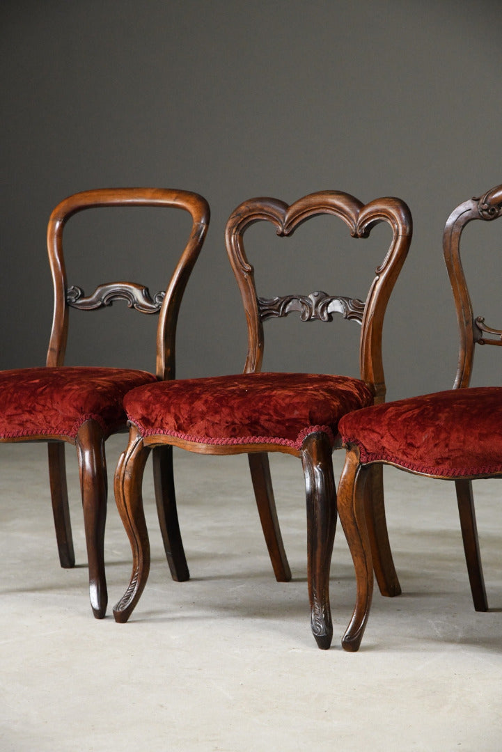 4 Victorian Mahogany & Rosewood Dining Chairs - Kernow Furniture