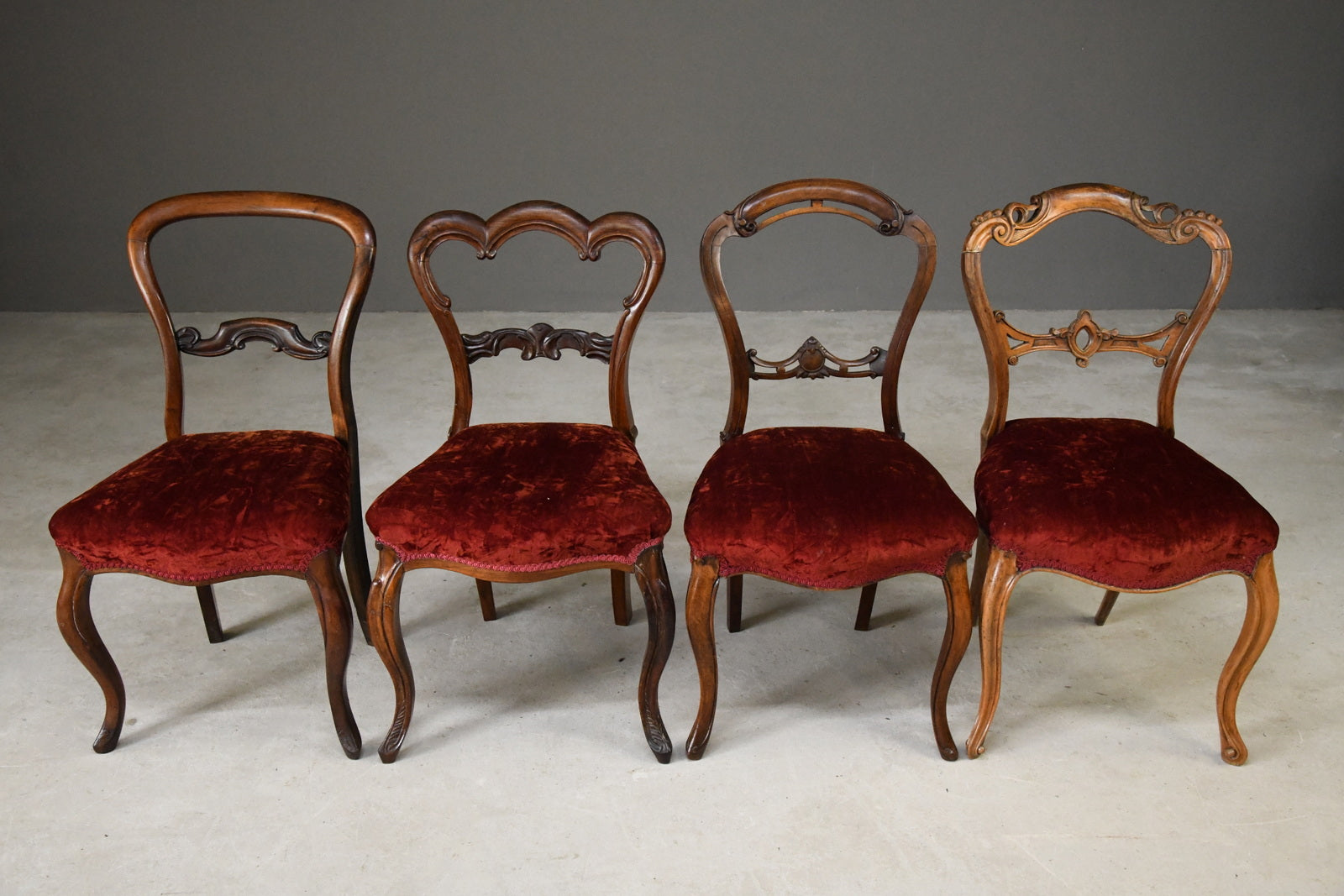 4 Victorian Mahogany & Rosewood Dining Chairs - Kernow Furniture