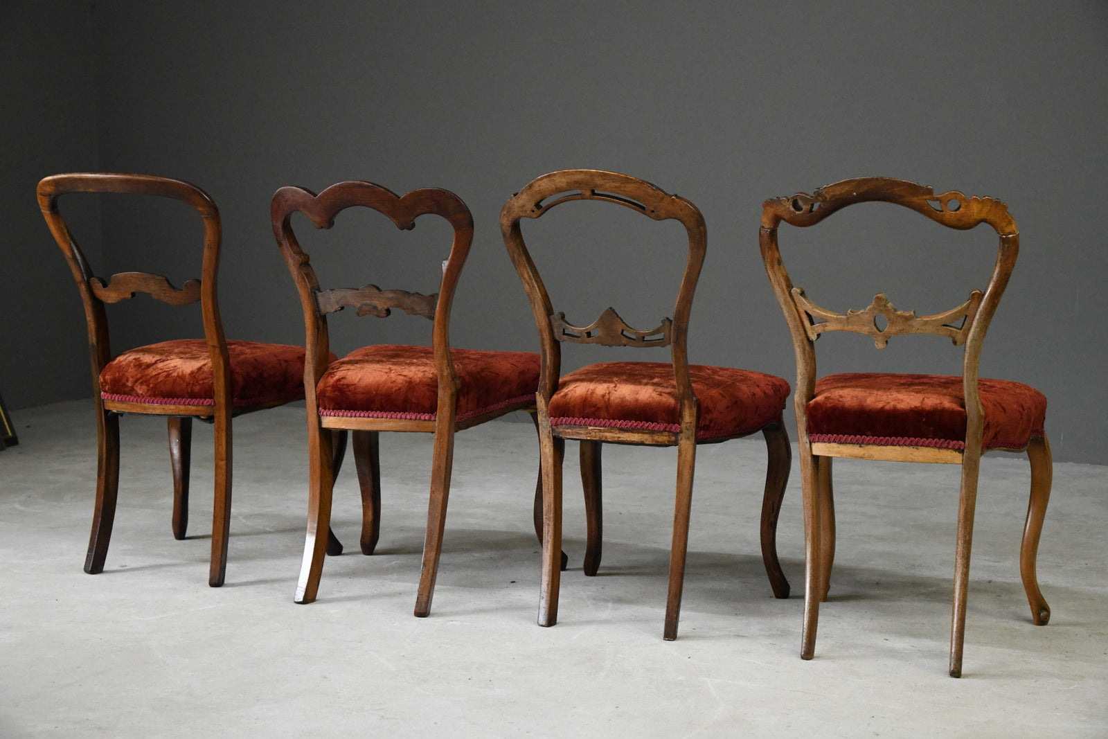 4 Victorian Mahogany & Rosewood Dining Chairs - Kernow Furniture