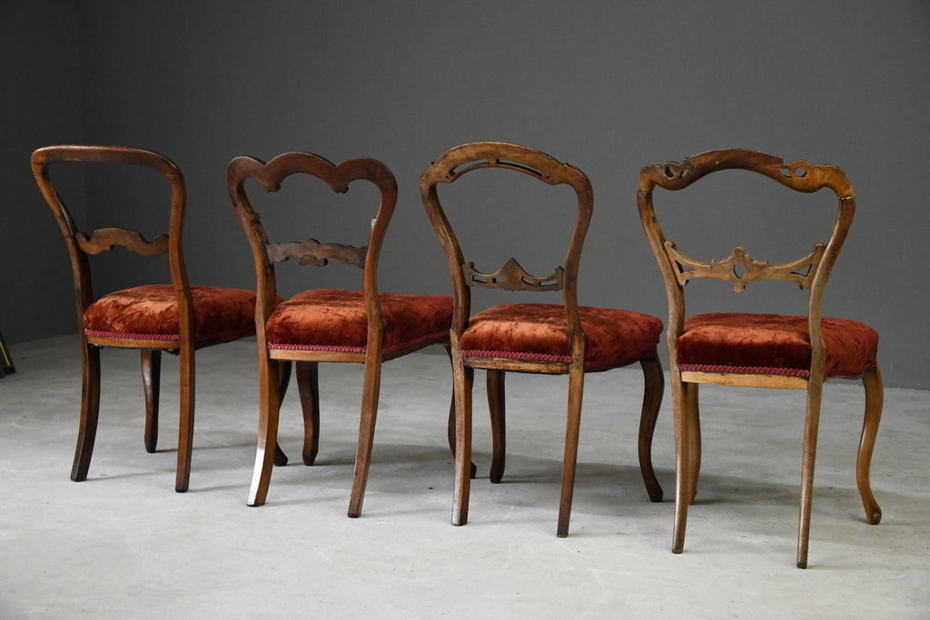 4 Victorian Mahogany & Rosewood Dining Chairs - Kernow Furniture