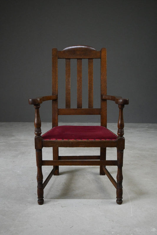 Early 20th Century Oak Carver Chair - Kernow Furniture