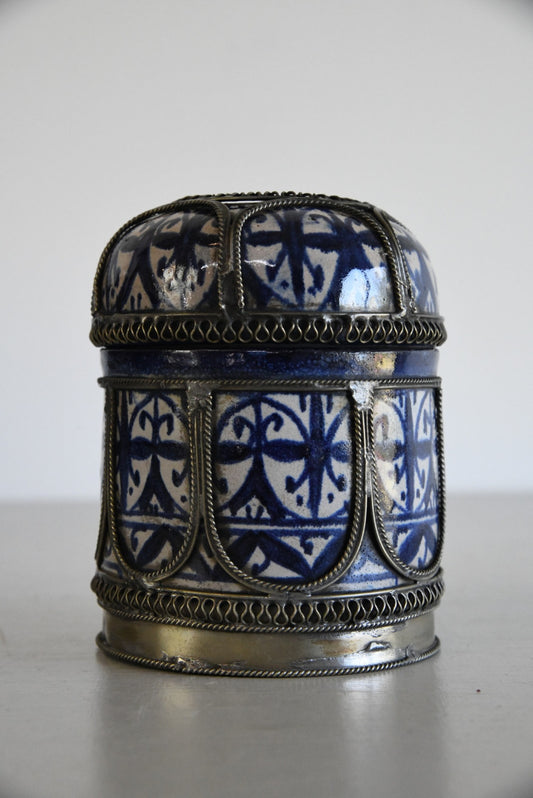 Metal Mounted Persian Faience Jar - Kernow Furniture