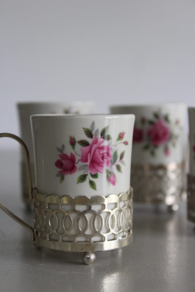 4 Enoch Wedgwood Rose Espresso Cups - Kernow Furniture