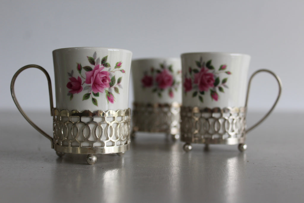 4 Enoch Wedgwood Rose Espresso Cups - Kernow Furniture