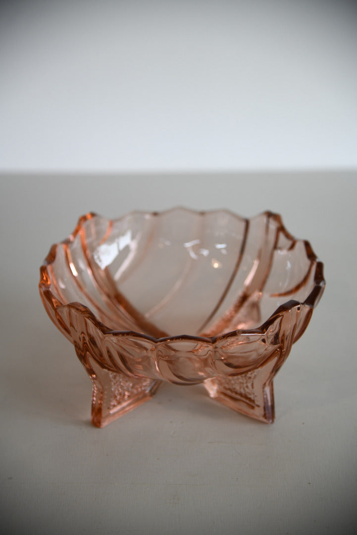 Vintage Pink Glass Bowl - Kernow Furniture