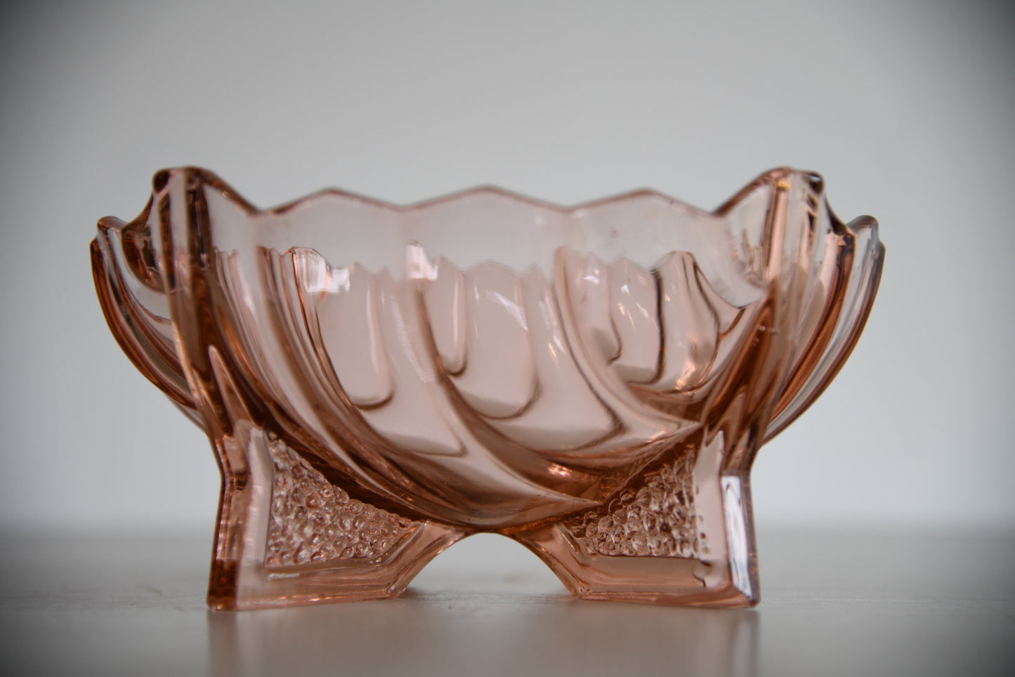 Vintage Pink Glass Bowl - Kernow Furniture