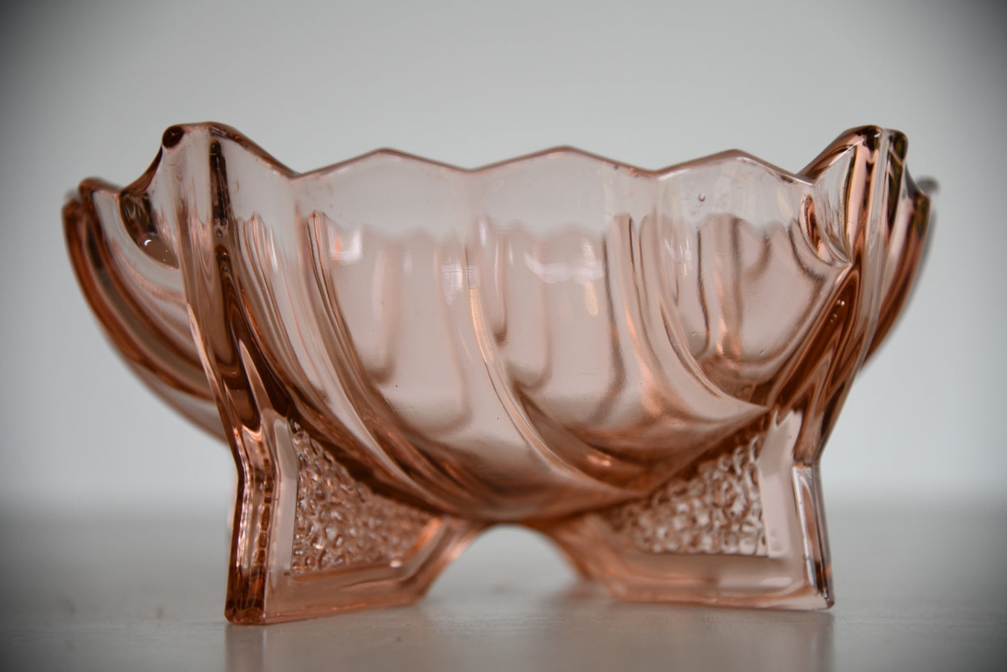 Vintage Pink Glass Bowl - Kernow Furniture