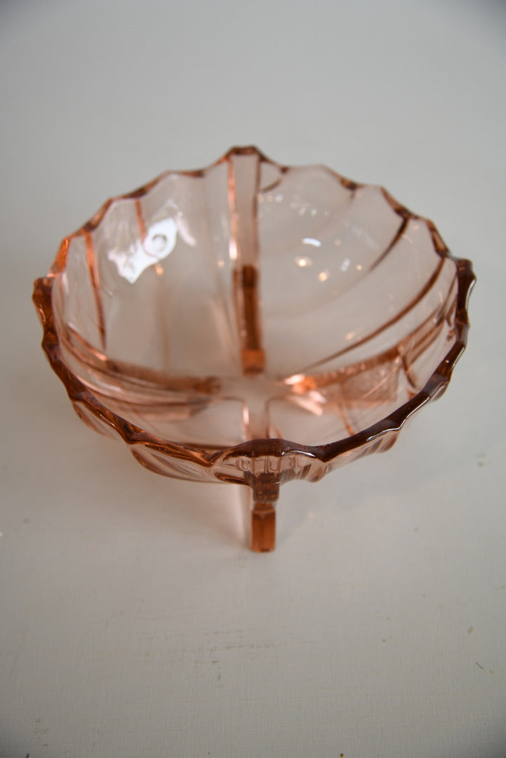 Vintage Pink Glass Bowl - Kernow Furniture