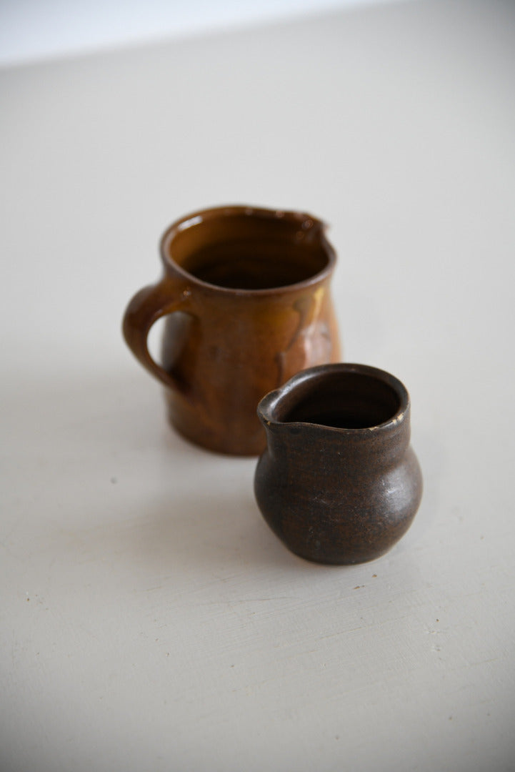 Pair Small Pottery Milk Jugs - Kernow Furniture