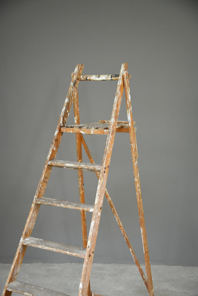 Vintage Folding Wooden Ladder - Kernow Furniture