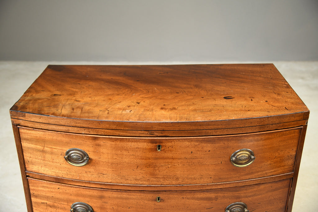 Antique Mahogany Bow Front Chest of Drawers - Kernow Furniture
