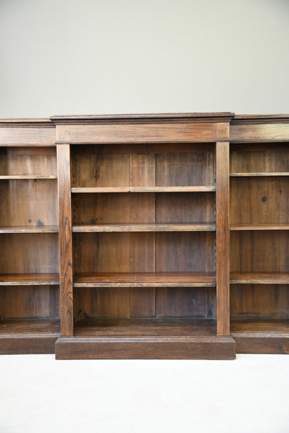 Antique Oak Breakfront Bookcase - Kernow Furniture