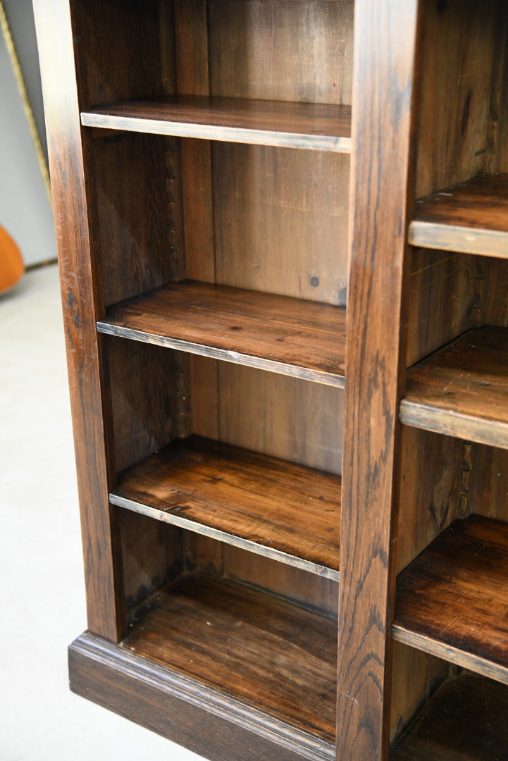 Antique Oak Breakfront Bookcase - Kernow Furniture