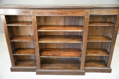 Antique Oak Breakfront Bookcase - Kernow Furniture