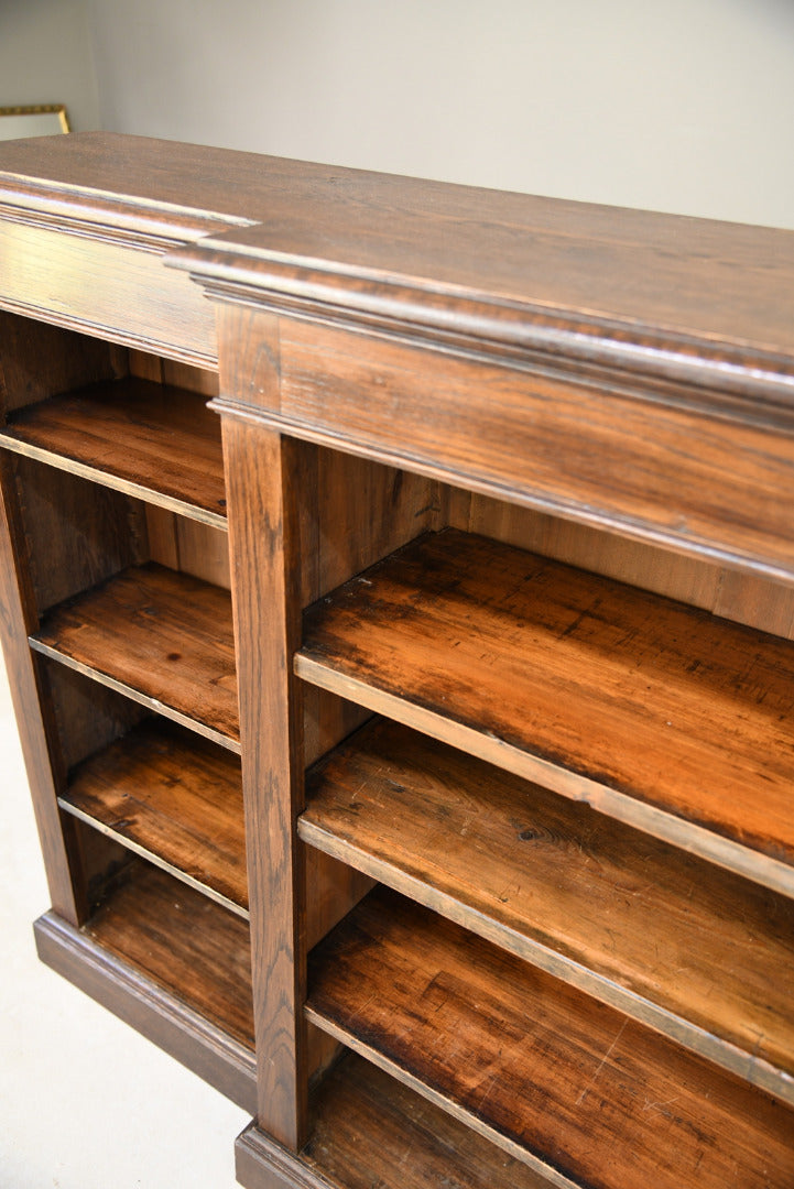 Antique Oak Breakfront Bookcase - Kernow Furniture